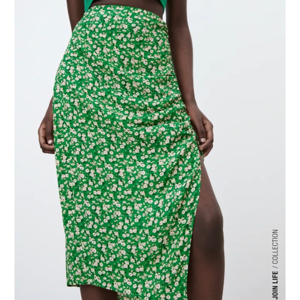 Zara New Collection Floral Print Midi Skirt